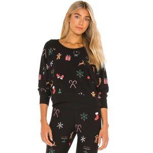 Chaser Cozy Knit Cropped Batwing Holiday Pullover